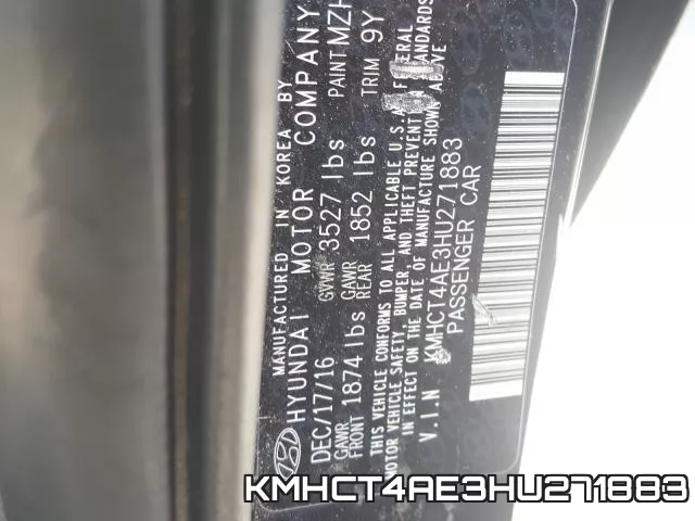 KMHCT4AE3HU271883 фото 2