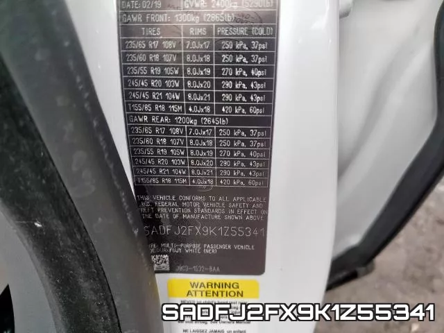 SADFJ2FX9K1Z55341 фото 2