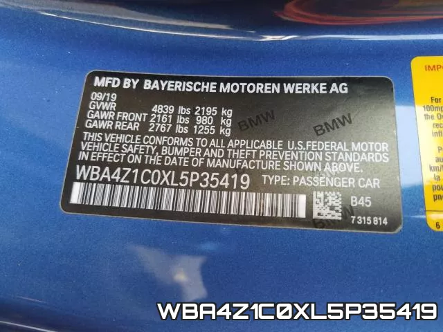 WBA4Z1C0XL5P35419 фото 2