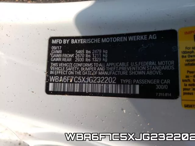 WBA6F7C5XJG232202 фото 2