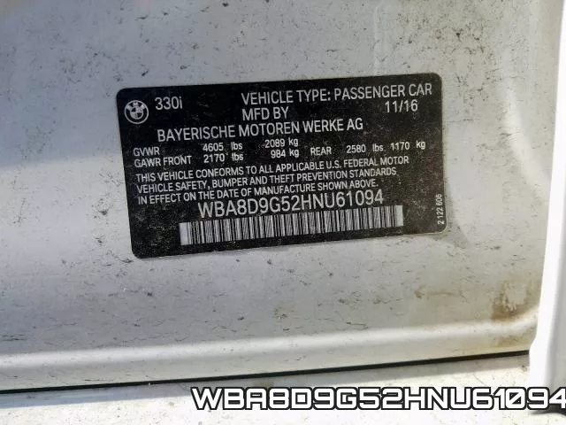 WBA8D9G52HNU61094 фото 2