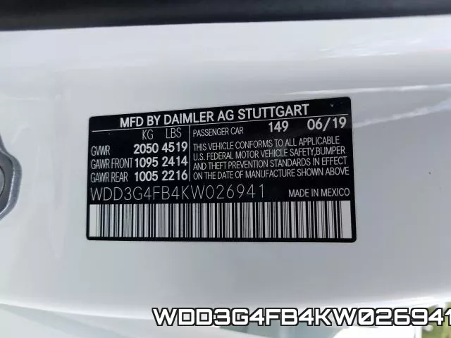 WDD3G4FB4KW026941 фото 2