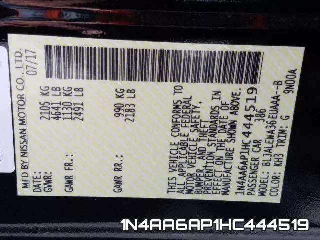 1N4AA6AP1HC444519 фото 2