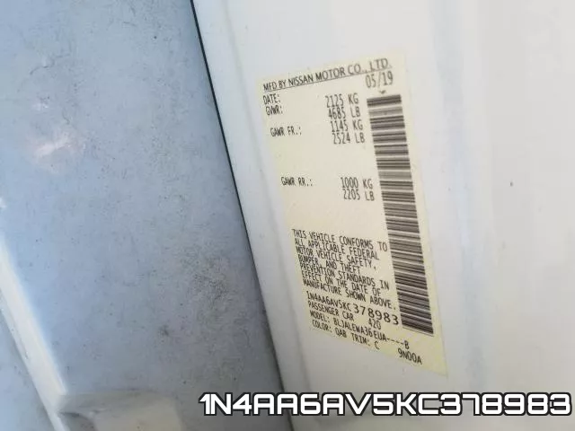 1N4AA6AV5KC378983 фото 2