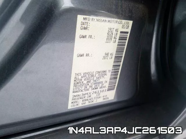 1N4AL3AP4JC261503 фото 2