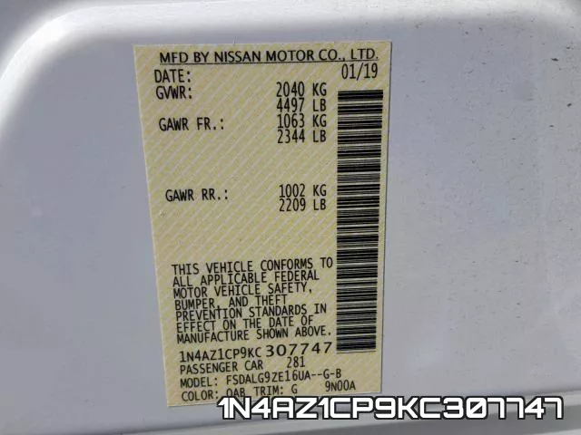 1N4AZ1CP9KC307747 фото 2
