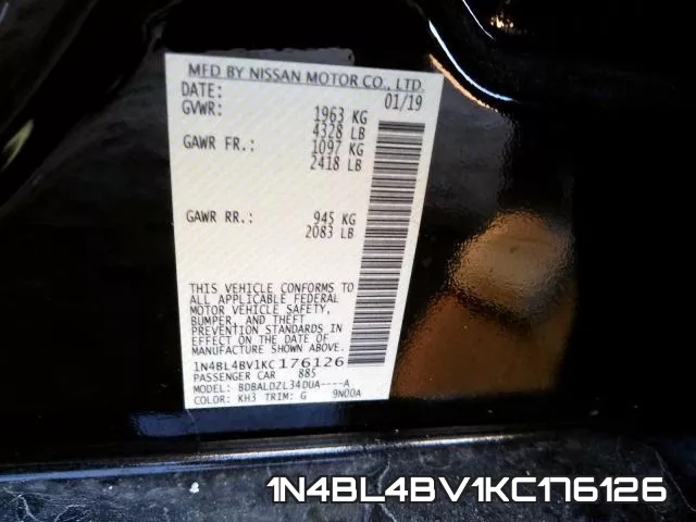 1N4BL4BV1KC176126 фото 2