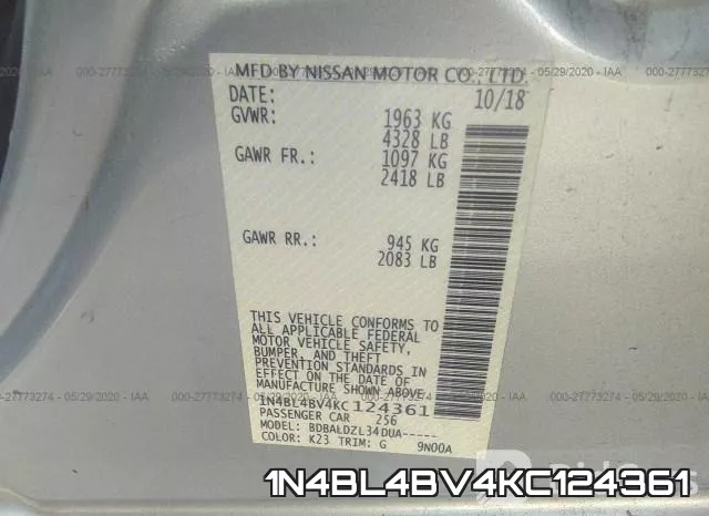 1N4BL4BV4KC124361 фото 10