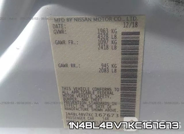 1N4BL4BV7KC167673 фото 10