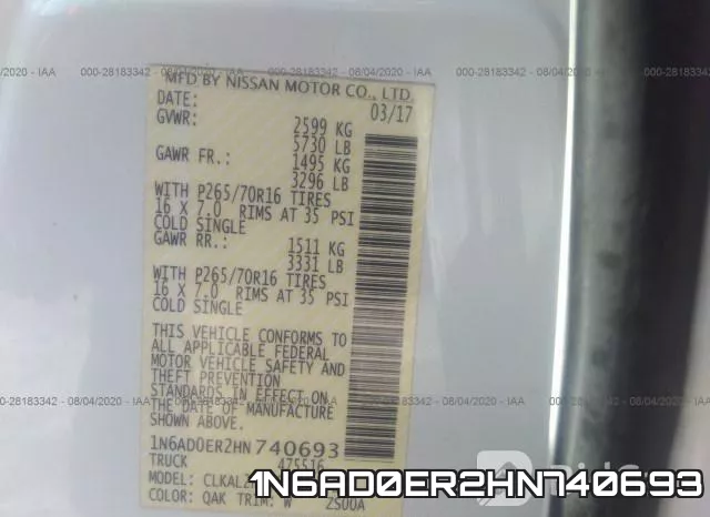 1N6AD0ER2HN740693 фото 10