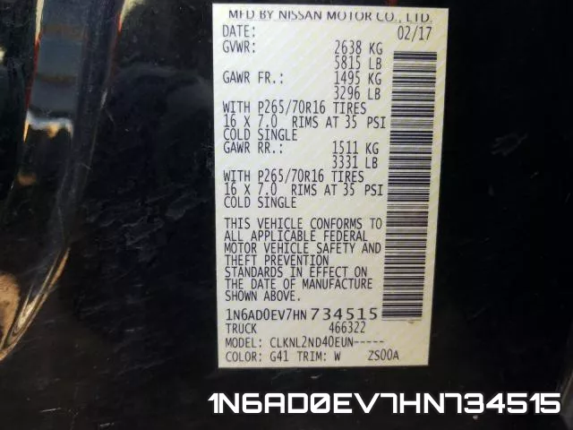 1N6AD0EV7HN734515 фото 2