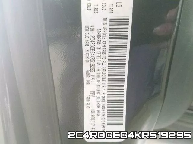 2C4RDGEG4KR519295 фото 2