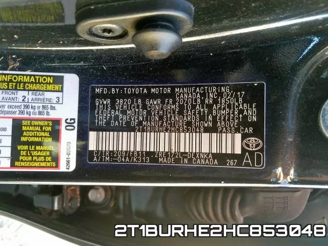 2T1BURHE2HC853048 фото 2