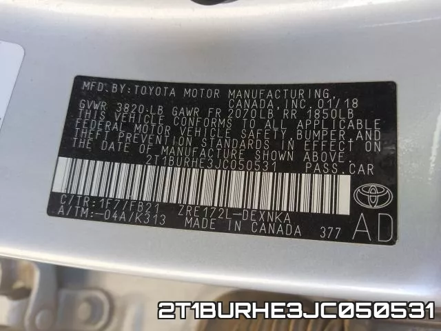 2T1BURHE3JC050531 фото 2
