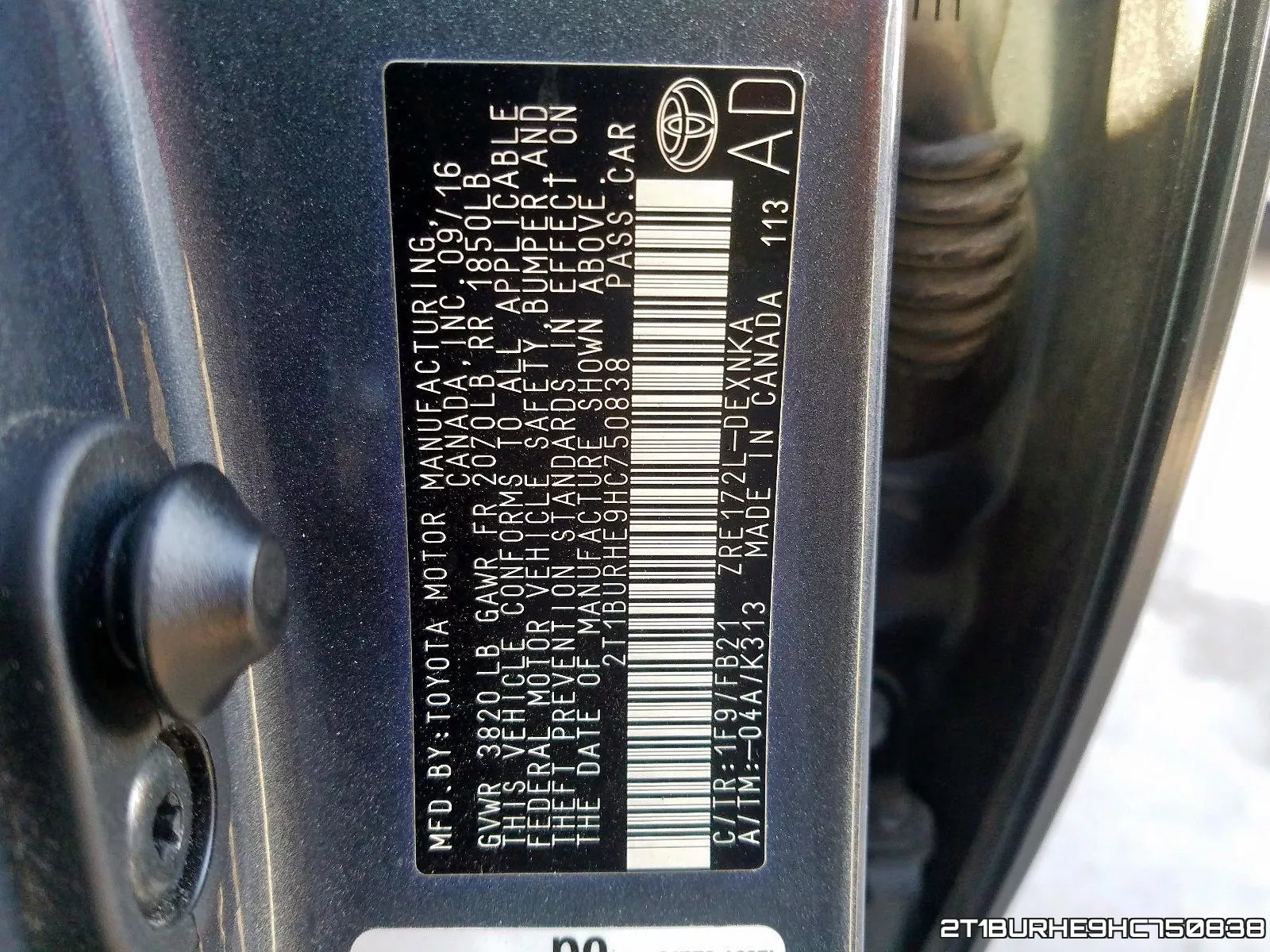 2T1BURHE9HC750838 фото 2