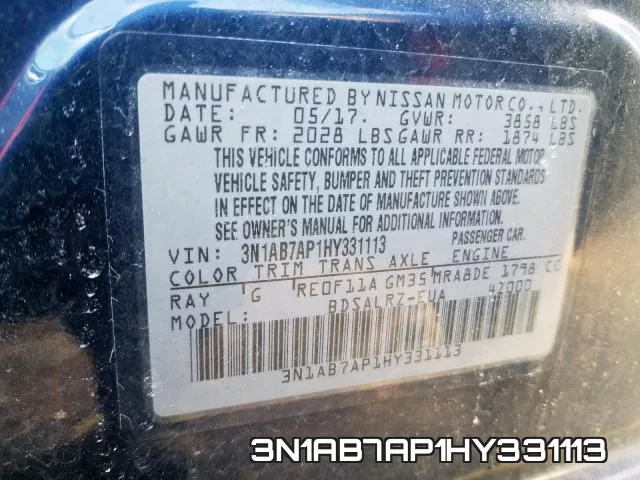 3N1AB7AP1HY331113 фото 2