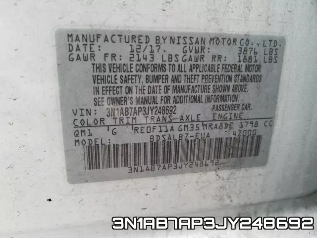3N1AB7AP3JY248692 фото 2