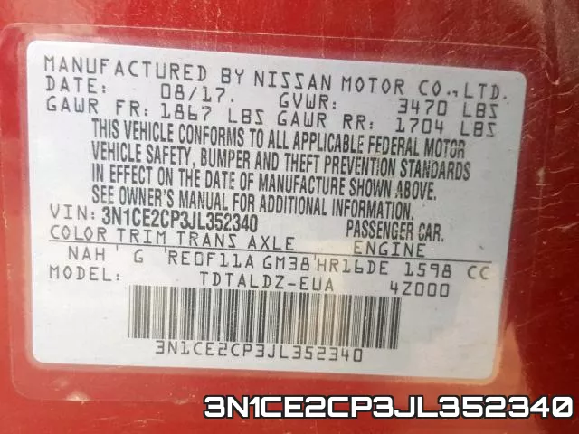 3N1CE2CP3JL352340 фото 2
