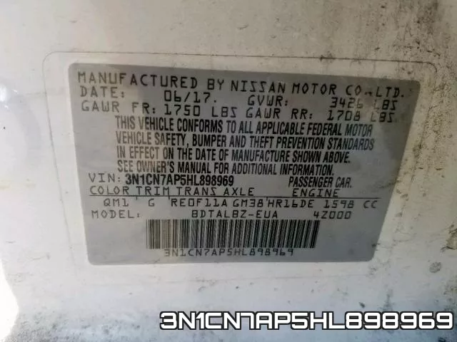 3N1CN7AP5HL898969 фото 2