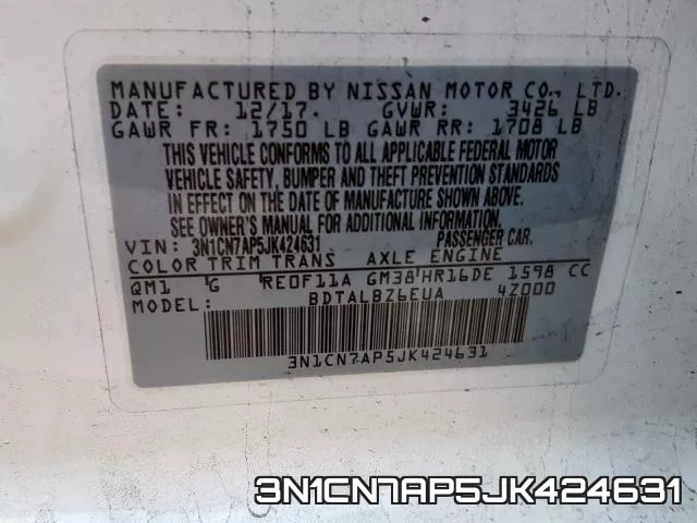 3N1CN7AP5JK424631 фото 2