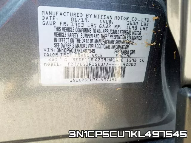 3N1CP5CU7KL497545 фото 2