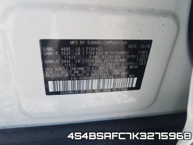 4S4BSAFC7K3275968 фото 2