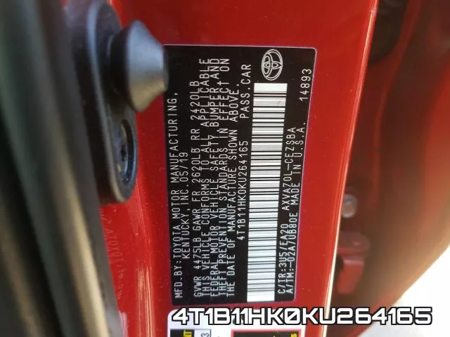 4T1B11HK0KU264165 фото 2