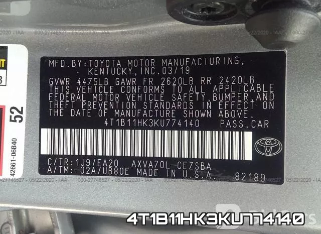 4T1B11HK3KU774140 фото 10