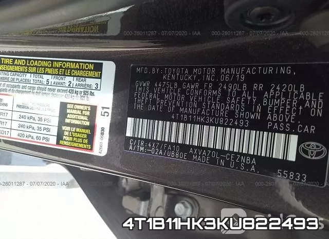 4T1B11HK3KU822493 фото 10