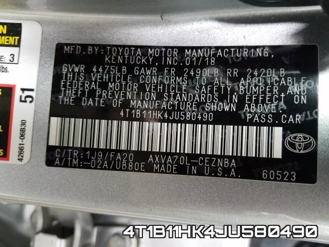 4T1B11HK4JU580490 фото 2