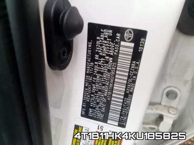 4T1B11HK4KU185825 фото 2