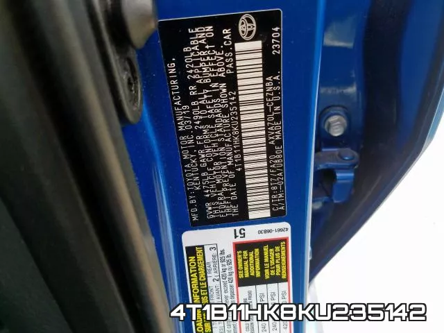 4T1B11HK8KU235142 фото 2