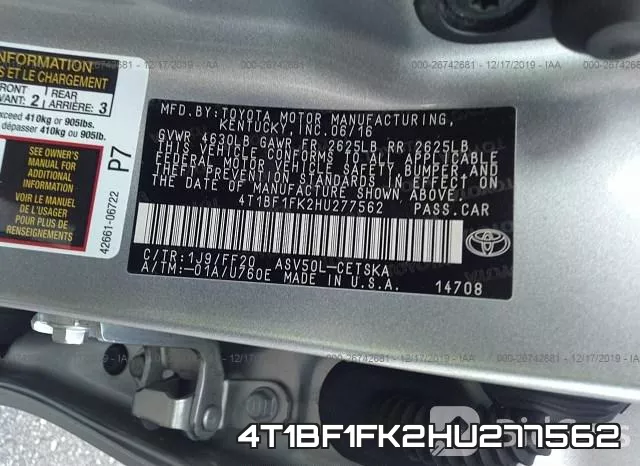 4T1BF1FK2HU277562 фото 10