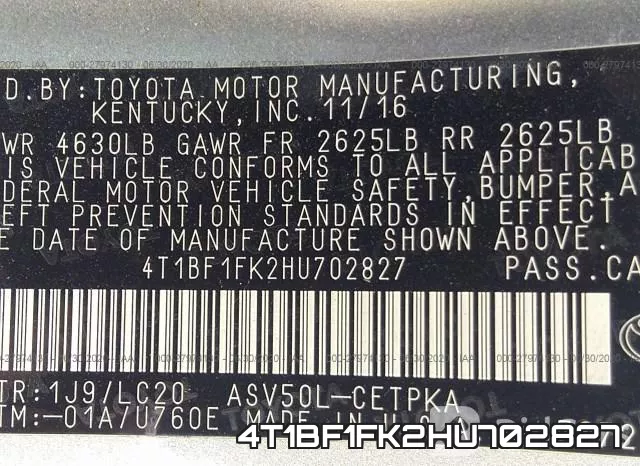 4T1BF1FK2HU702827 фото 10