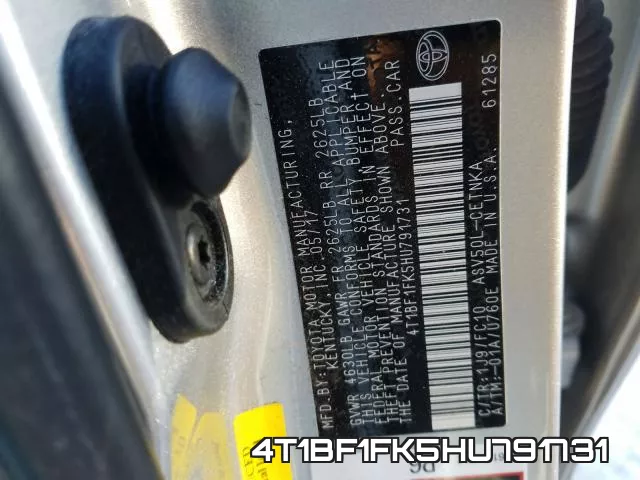 4T1BF1FK5HU791731 фото 2