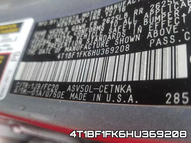 4T1BF1FK6HU369208 фото 2