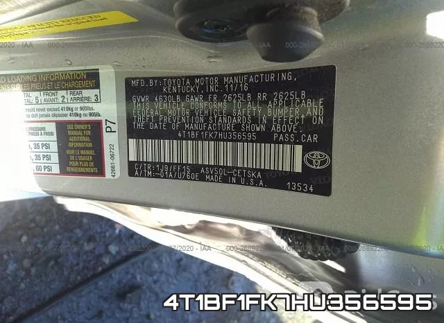 4T1BF1FK7HU356595 фото 10