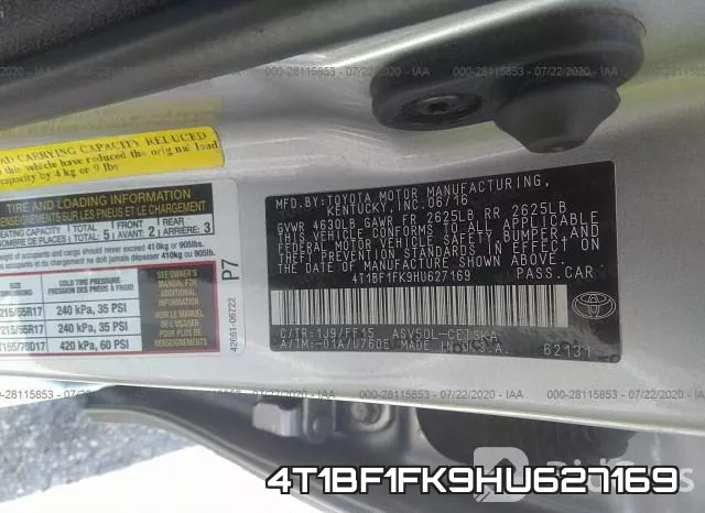 4T1BF1FK9HU627169 фото 10
