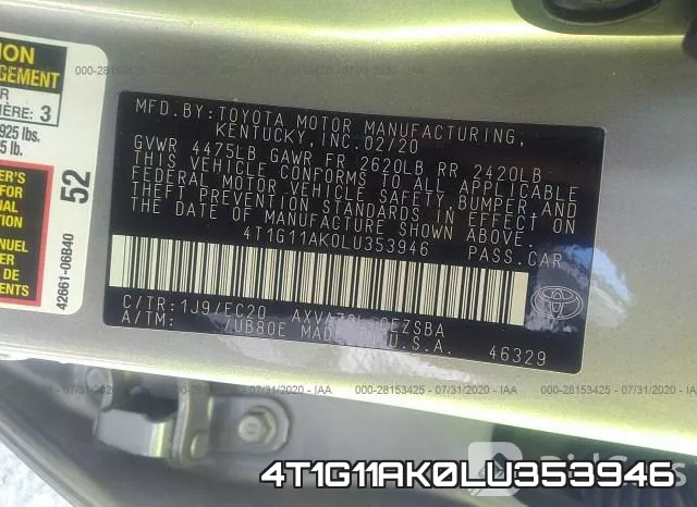 4T1G11AK0LU353946 фото 10