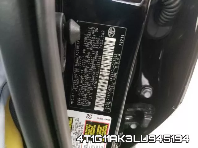 4T1G11AK3LU945194 фото 2