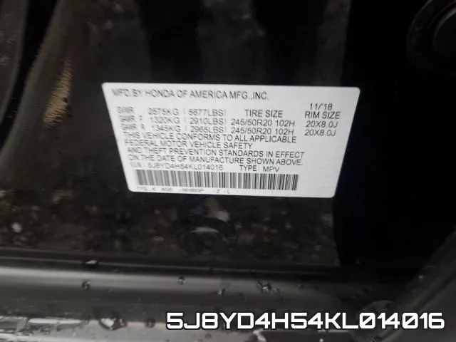 5J8YD4H54KL014016 фото 2