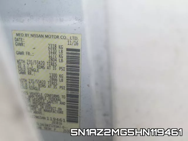 5N1AZ2MG5HN119461 фото 2