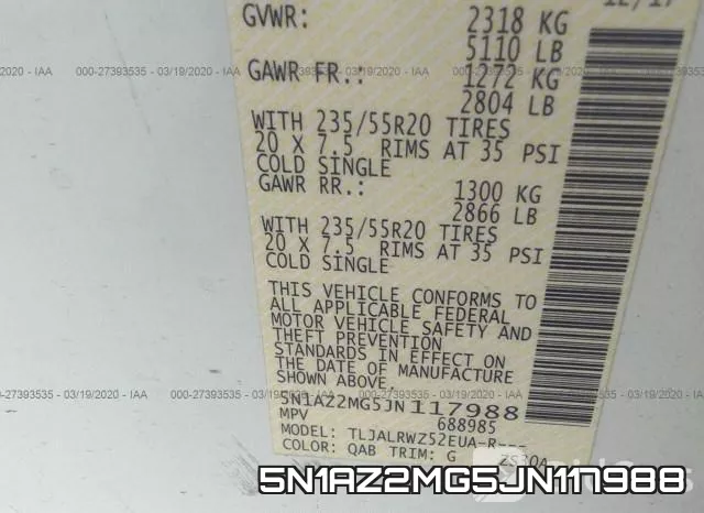 5N1AZ2MG5JN117988 фото 10