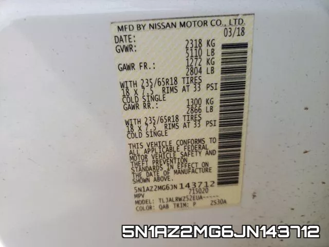 5N1AZ2MG6JN143712 фото 2