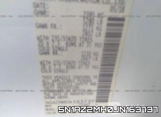 5N1AZ2MH0JN163737 фото 10