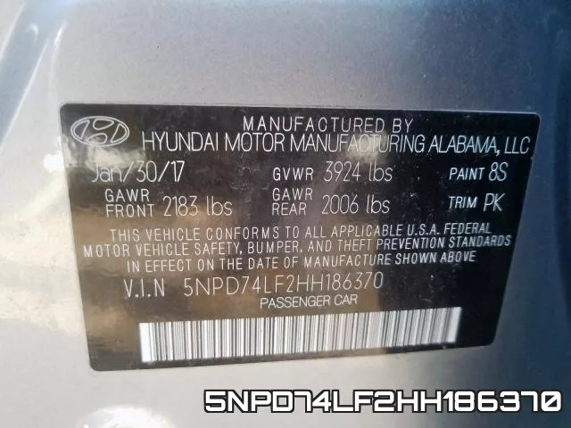 5NPD74LF2HH186370 фото 2