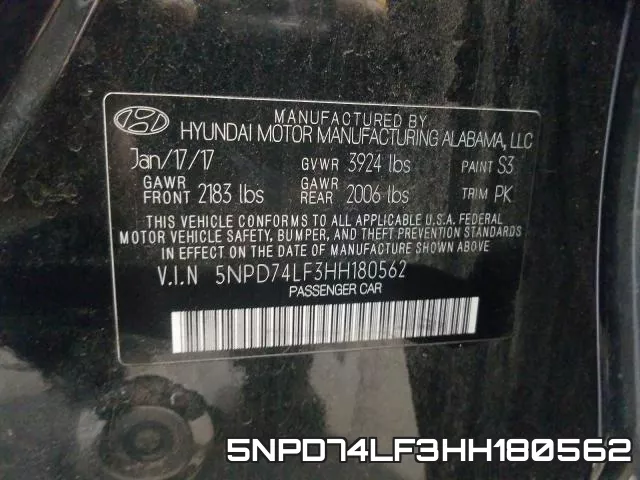 5NPD74LF3HH180562 фото 2