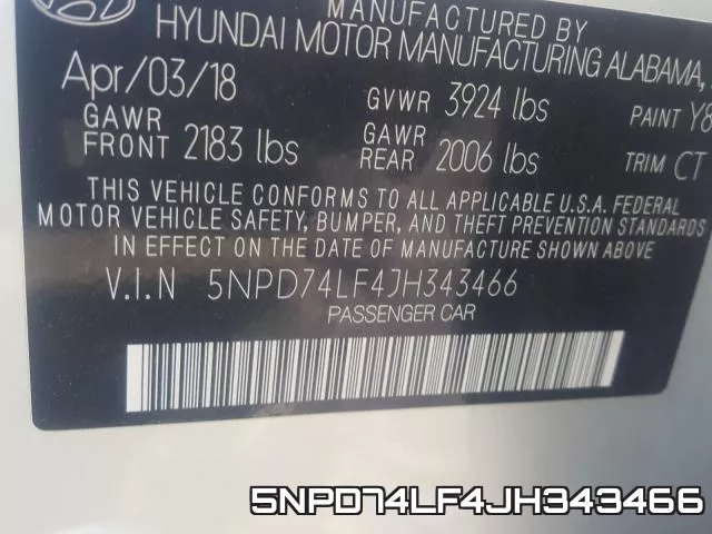 5NPD74LF4JH343466 фото 2