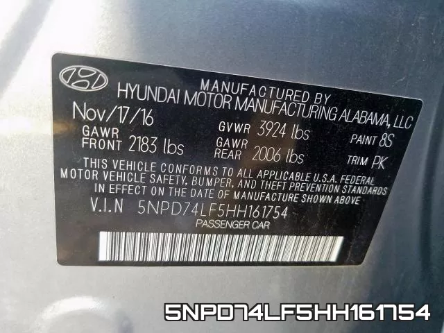5NPD74LF5HH161754 фото 2