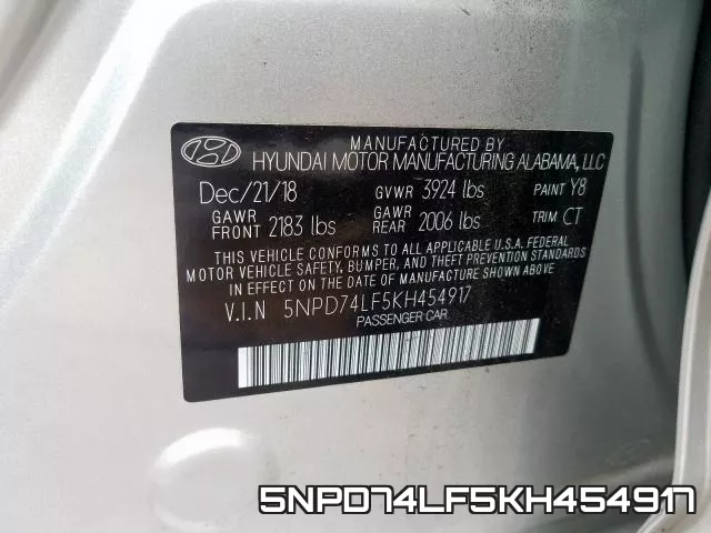 5NPD74LF5KH454917 фото 2
